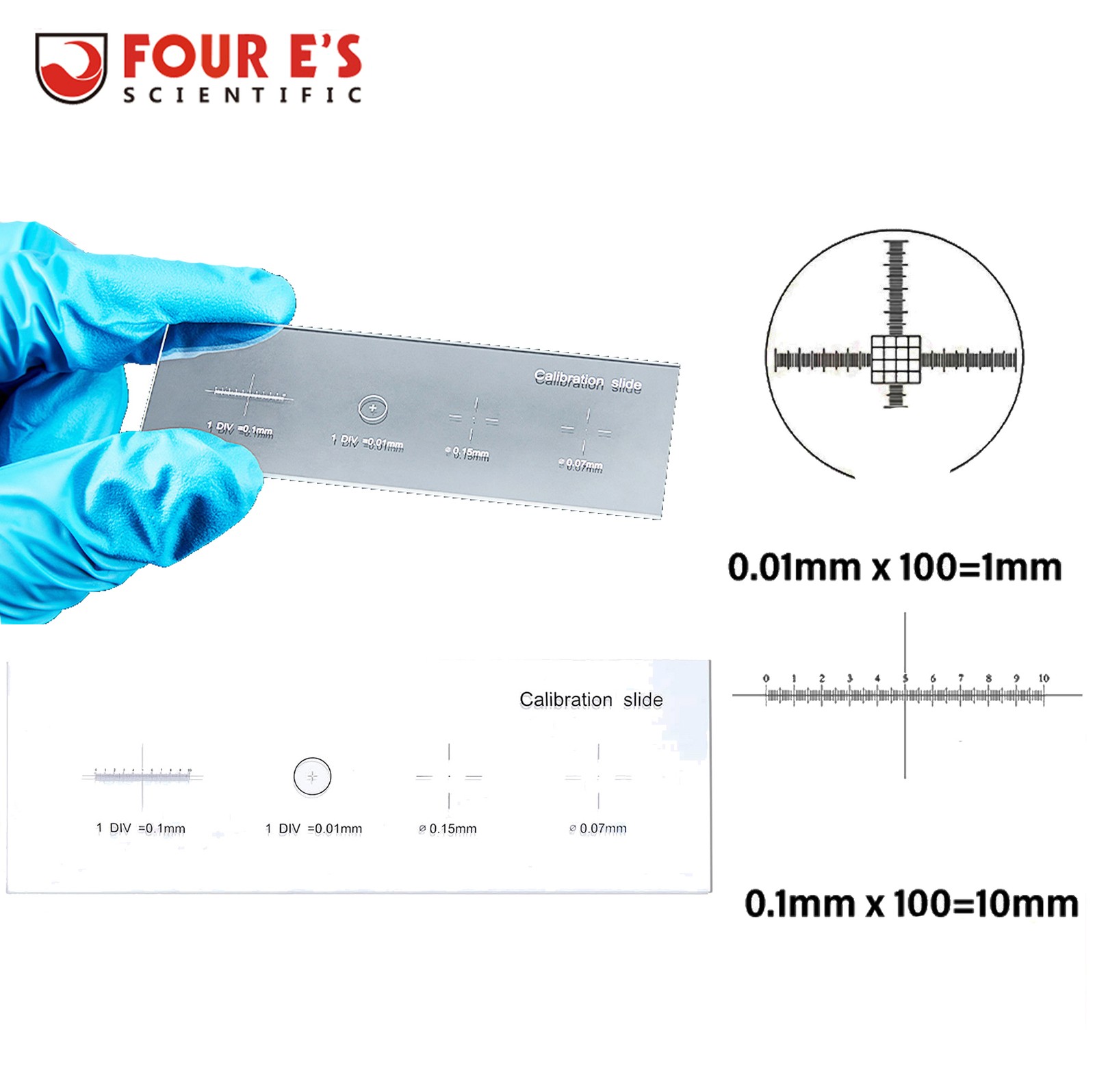 Microscope Calibrating Ruler Reticle Calibration Slide 0.01mm measuring ruler US