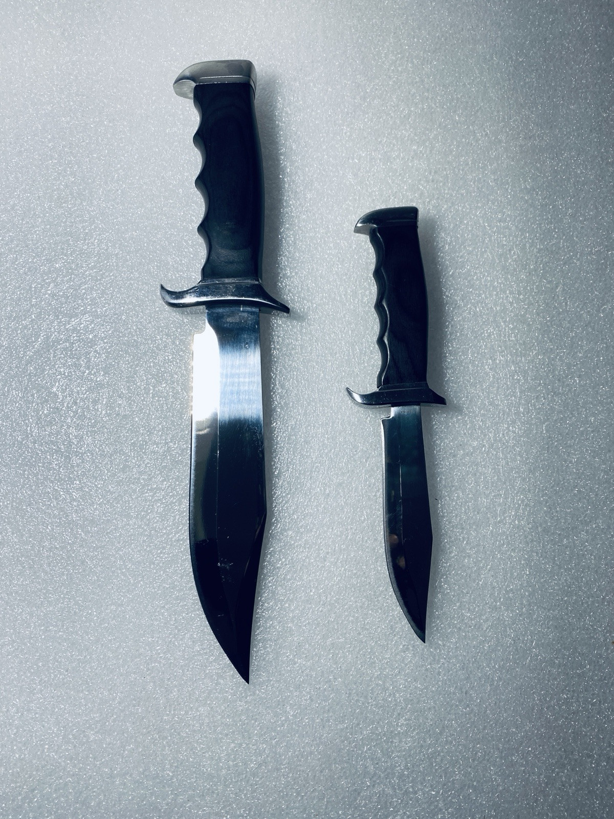 HUMVEE 2Pc. Large/Small Mirror Polished Bowie Knife Combo Set W/ Sheath - (READ)