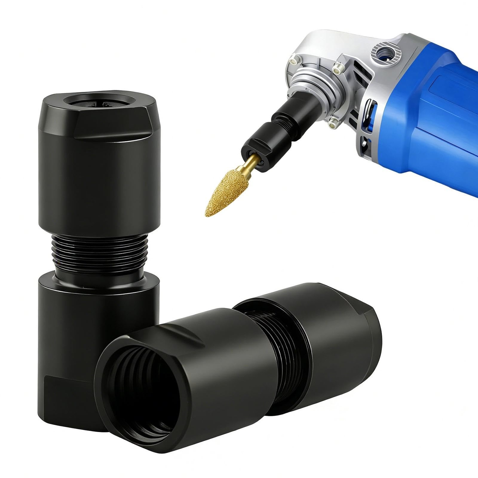 2-Pack Angle Grinder to Die Adapter, 5/8"-11 Thread 1/4" Black