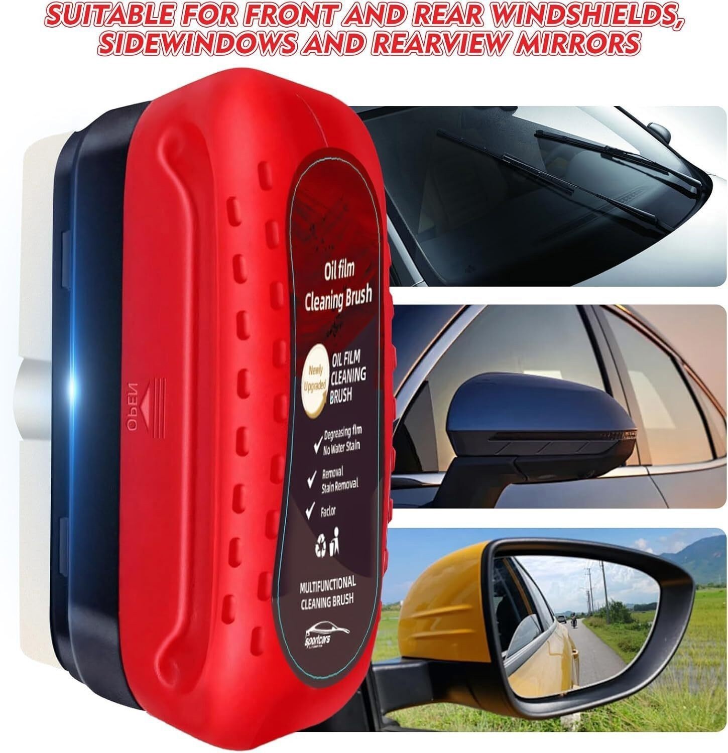 2X Automotive Oil Film Cleaning Brush Car Clear Vision Glass Cleaner Windows