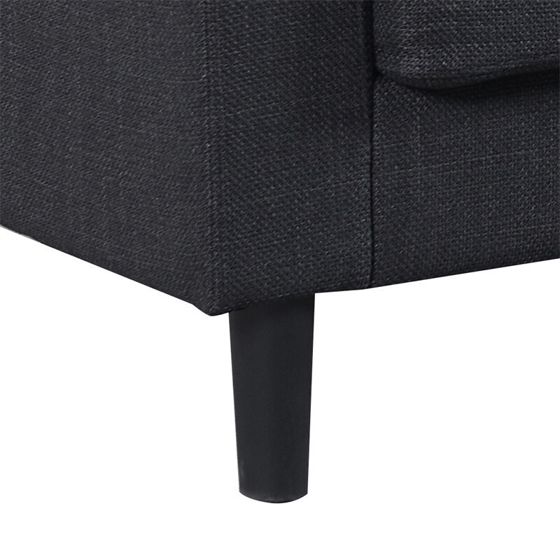 Modern L-Shaped Upholstered Combo Sofa 3 Seat Sofa with Storage Ottoman and USB