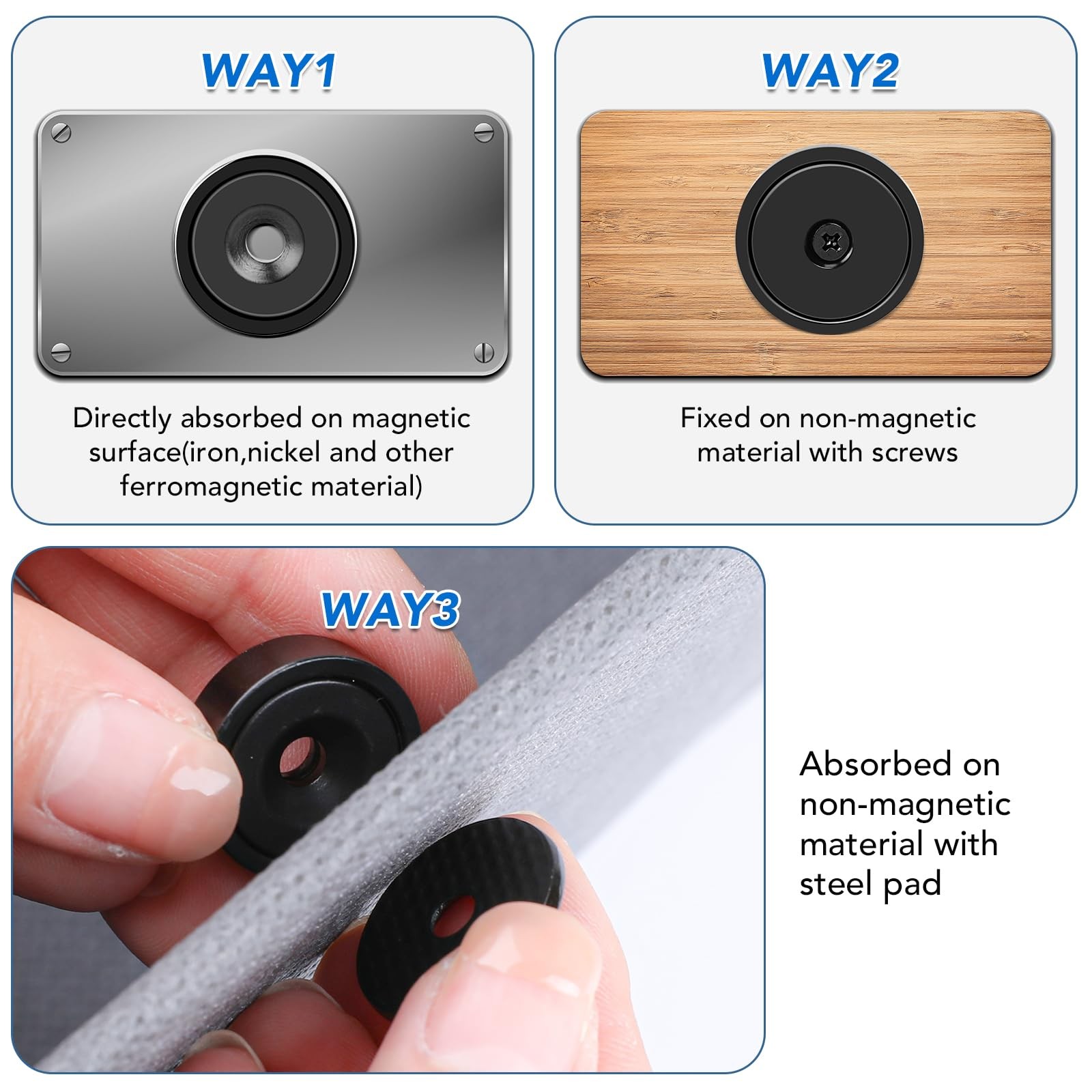 MIKEDE 12Pack Strong Neodymium Cup Magnets, 70Lbs+ Force Heavy Duty Black Rou...