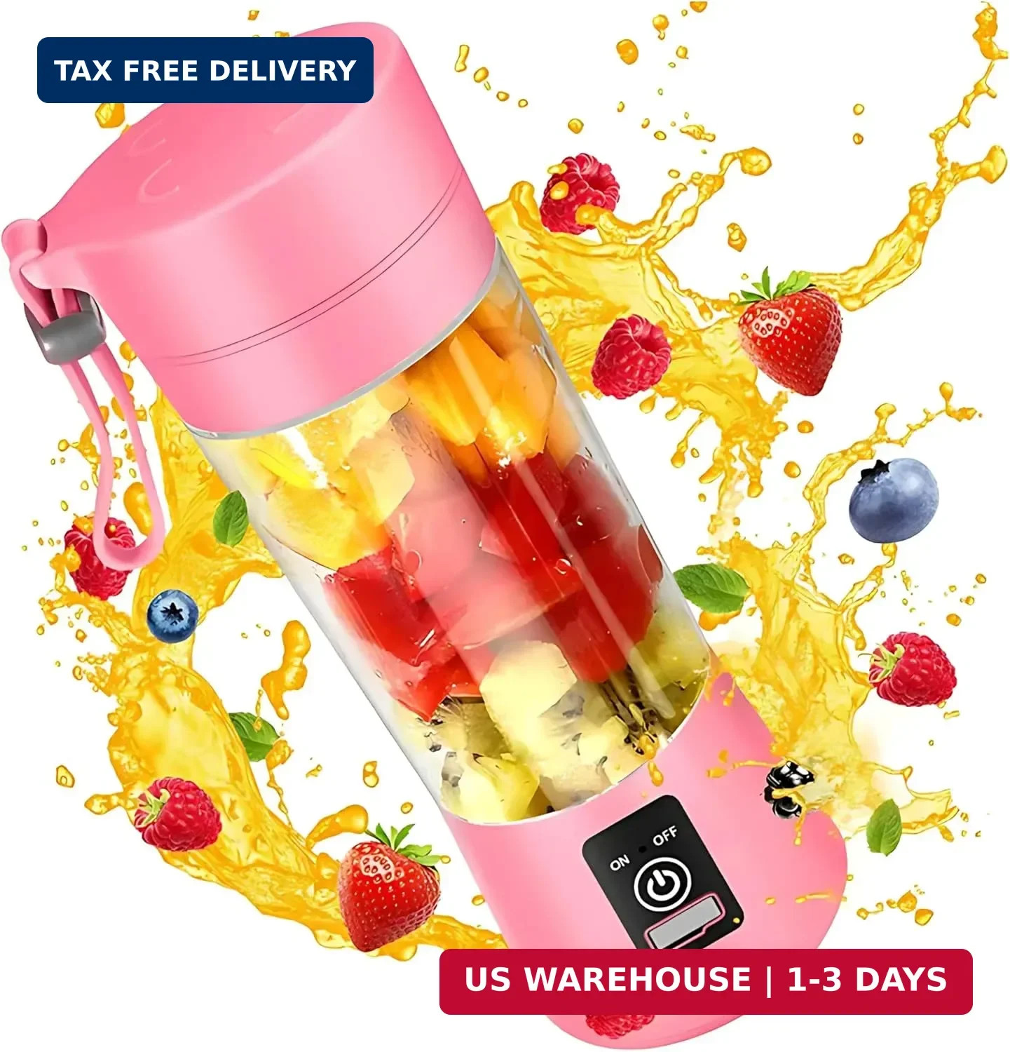 Compact, Travel Size, USB Rechargeable 12 Oz Portable Handheld Blender with Powe