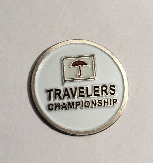 Travelers Championship golf ball marker. 1 inch metal