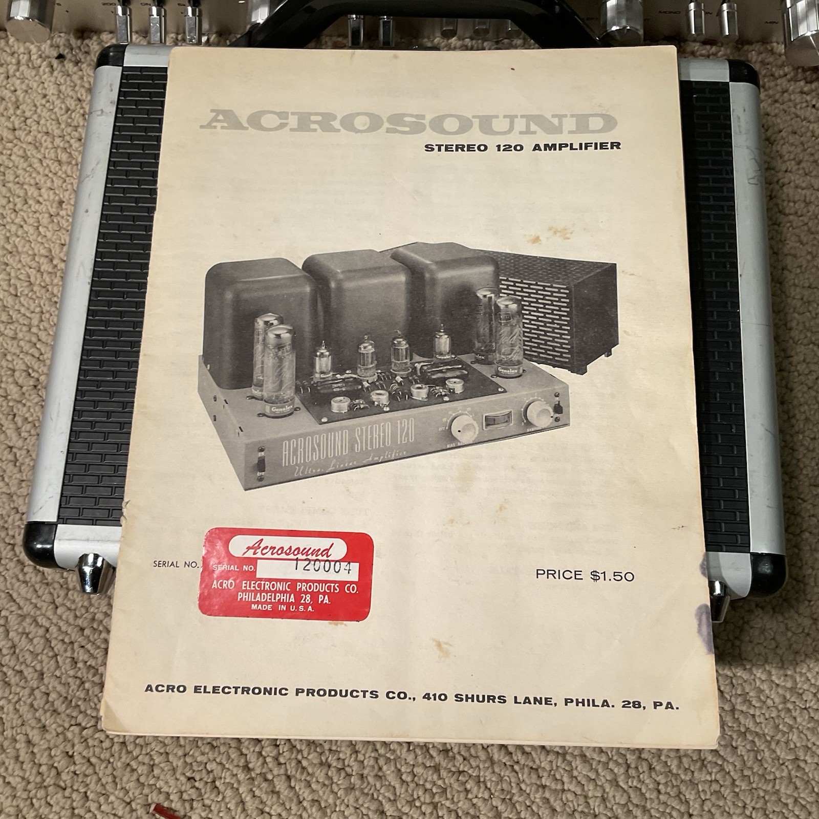 PDF of Rare ACROSOUND STEREO 120 Ultra Linear Amplifier User Manual