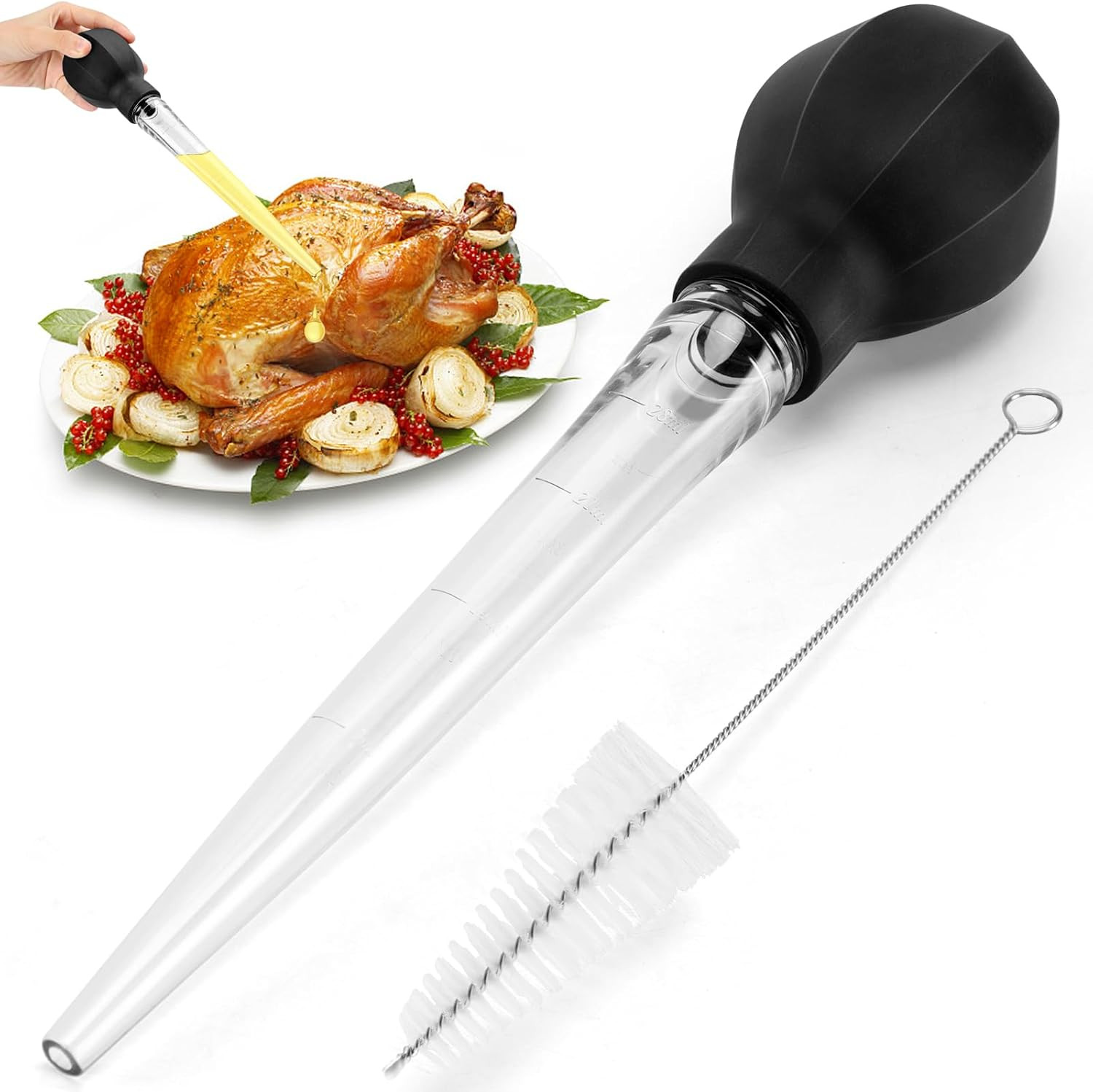 Large Turkey Baster with Cleaning Brush - Premium Baster Tool - Easy to Use and