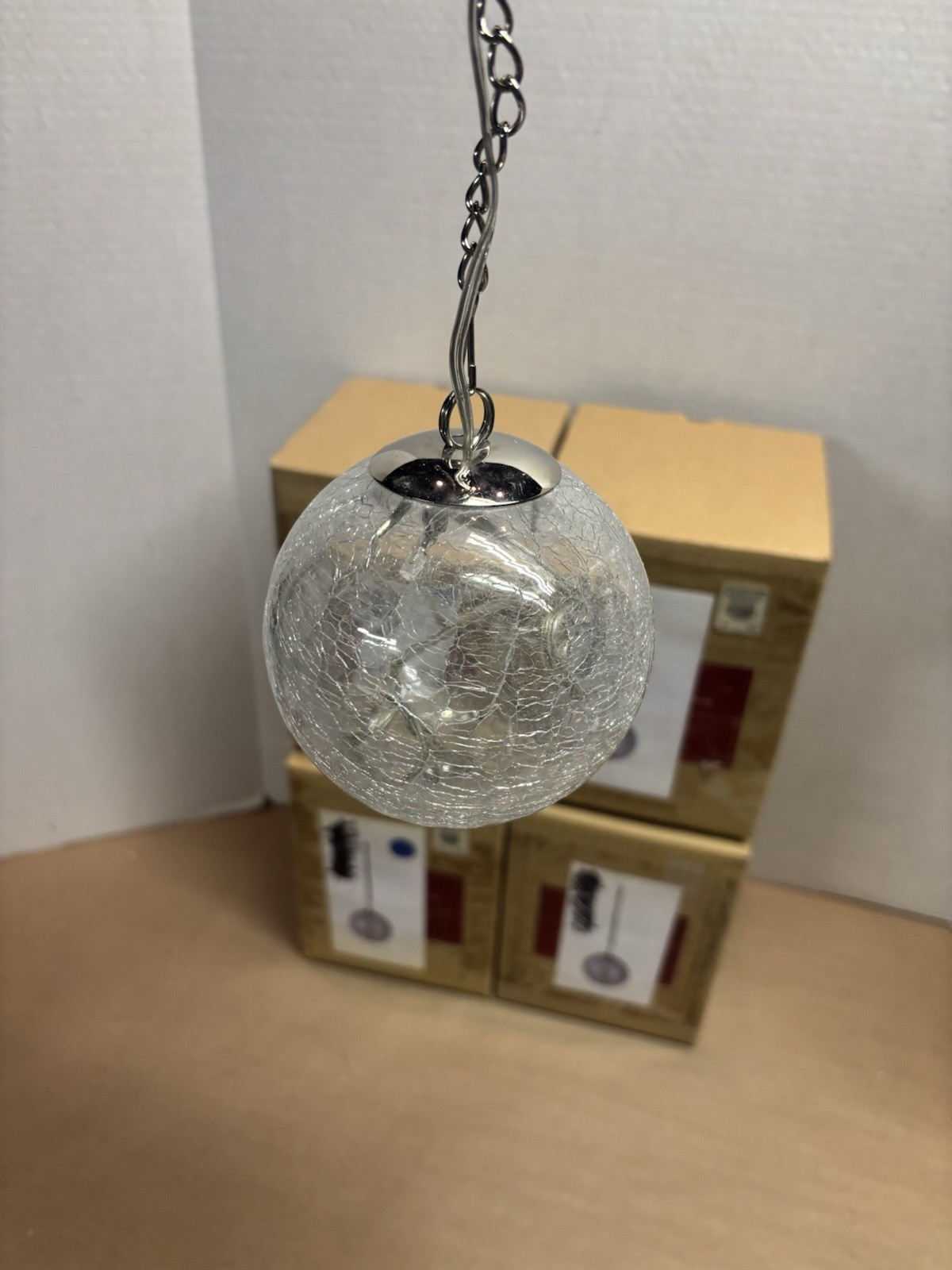 Pottery Barn Hanging Glass Sphere/Globe Lot of 4, New Open Box, 4” Round