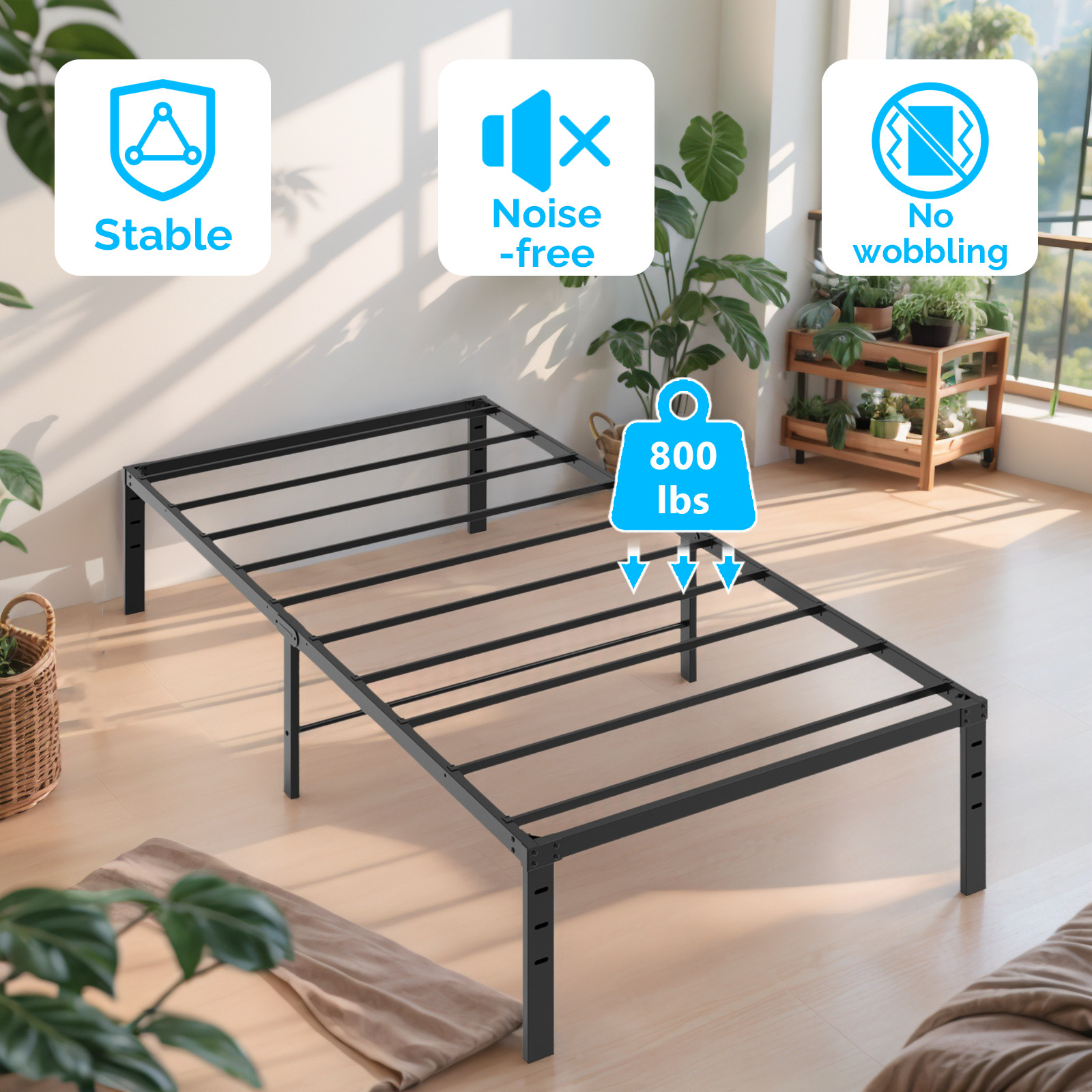 14 Inch Height Platform Bed Heavy Duty MetalBed Frame No Box Spring Needed