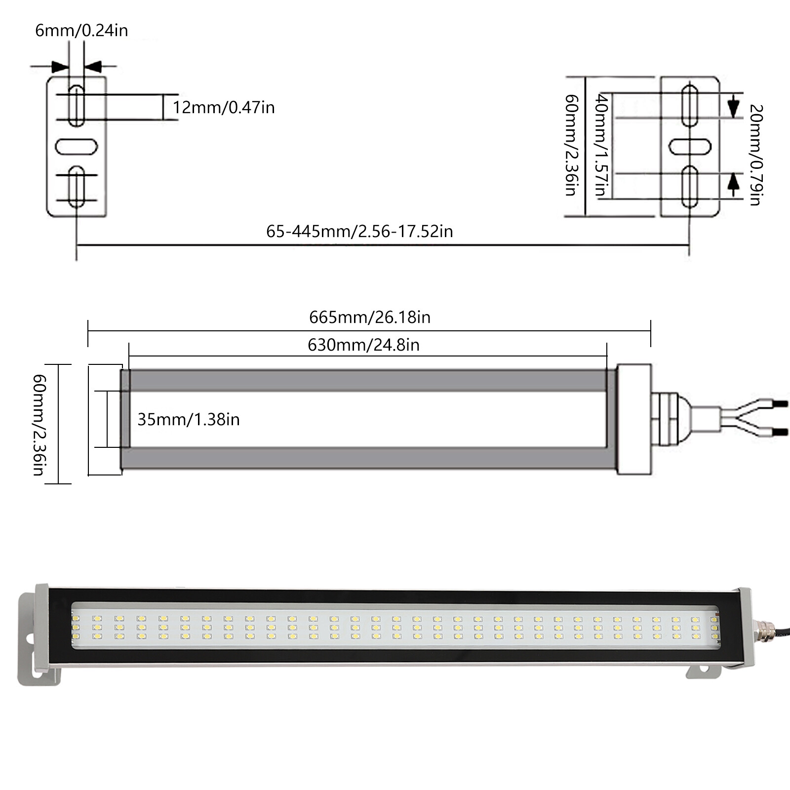 Tube Light LED Waterproof CNC Machine Work Light IP67 Explosion Proof 12/16/20W