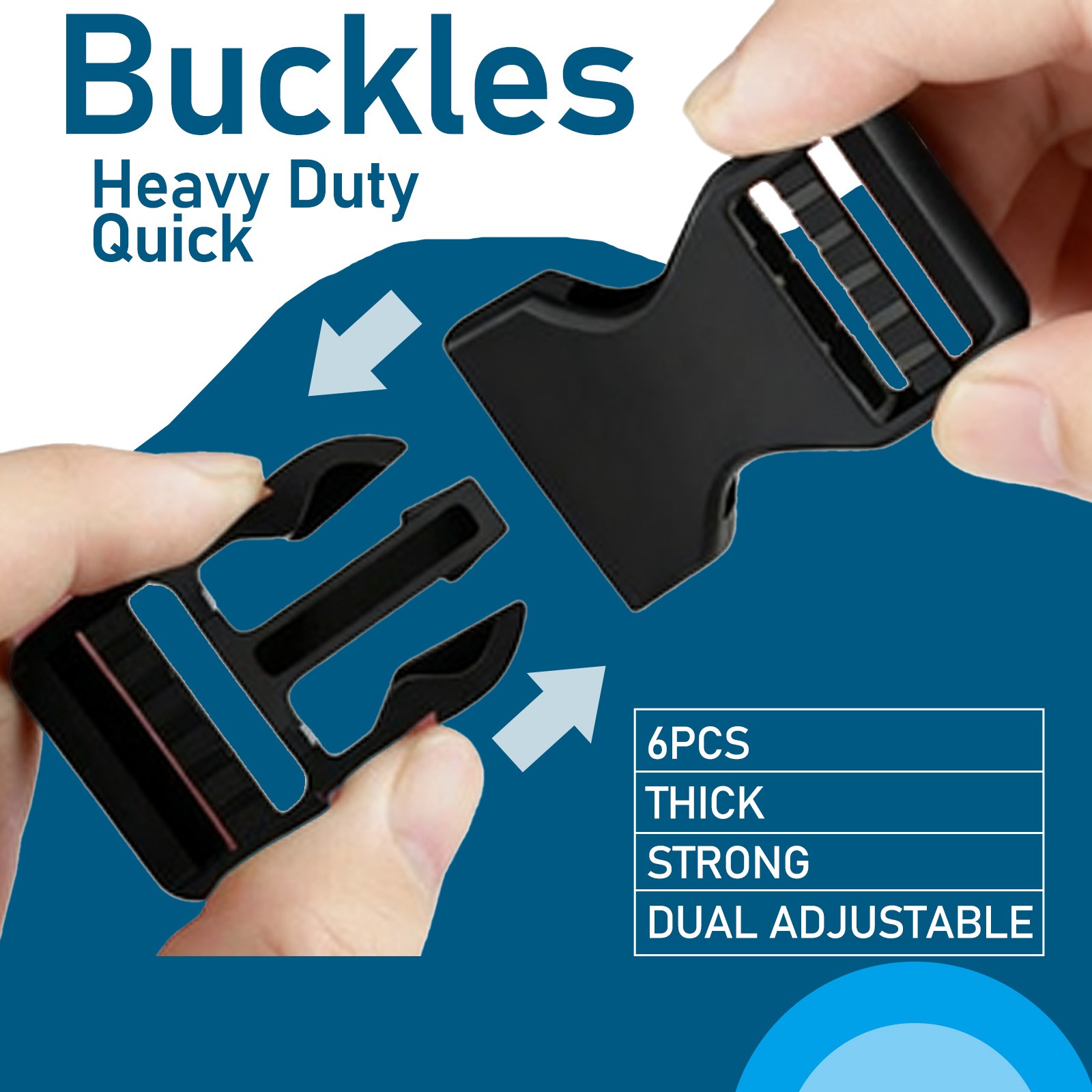 6 Set for Nylon Webbing Strap 1" Quick Side Release Plastic Buckles Clip Buckles