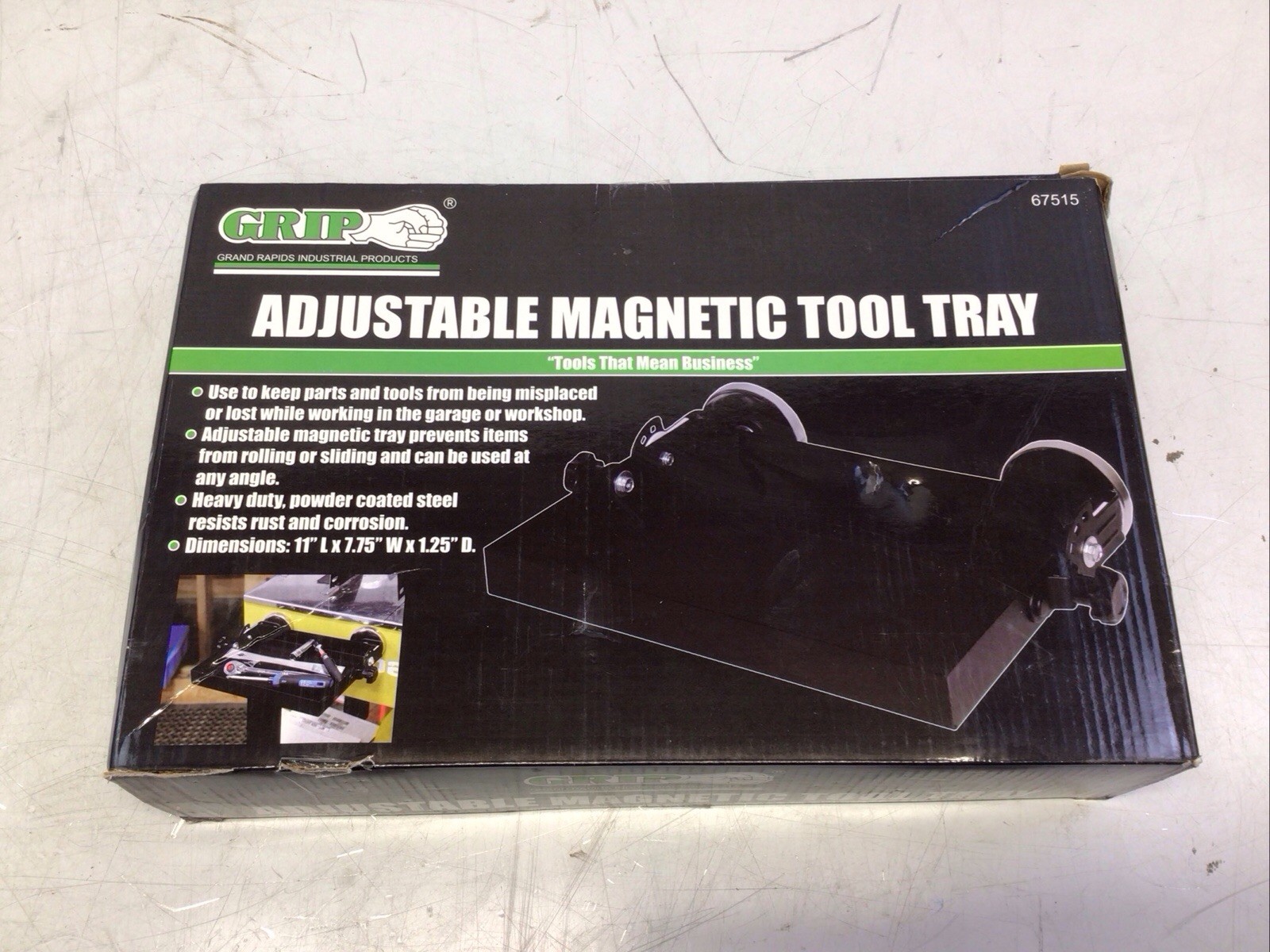 Grip Adjustable Magnetic Tool Tray 11in L x 7.75in W x 1.25in D Product 67515