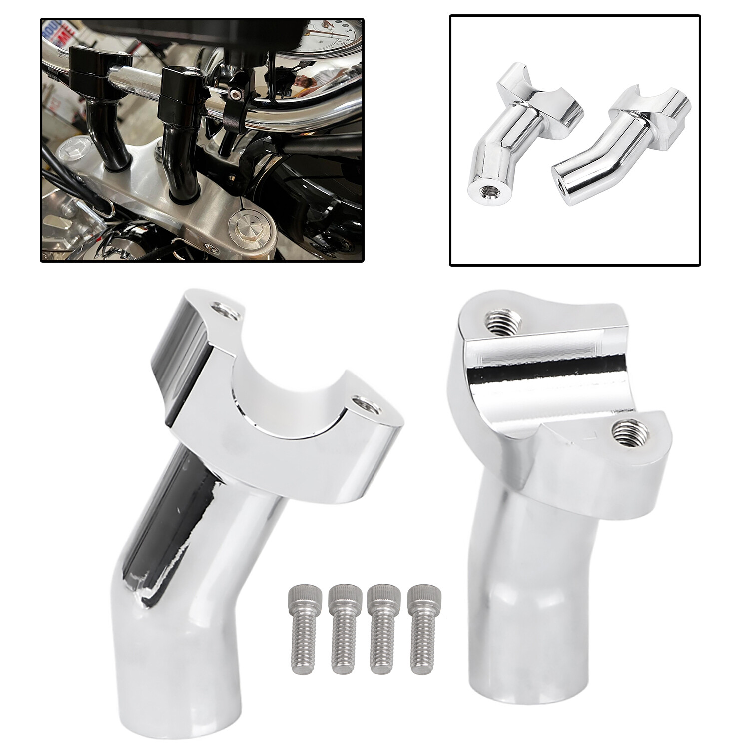Chrome 3.5" Pullback Handlebar Risers For Harley Disc Glide Dyna Fat Bob FXDF
