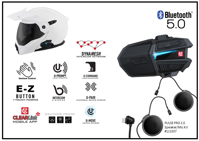 UCLEAR Motion 6 Helmet Audio Bluetooth Intercom Speaker Single Kit