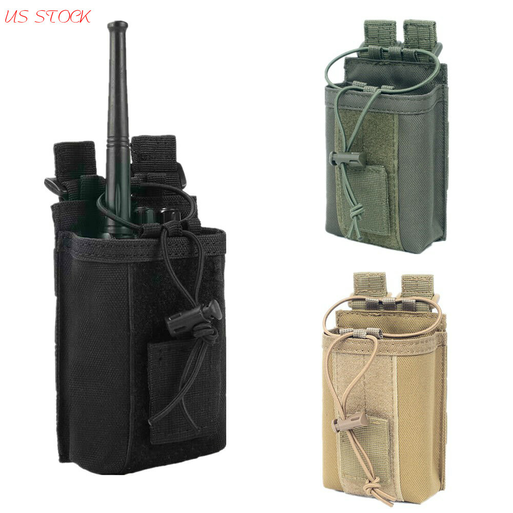 US Tactical Molle Radio Pouch Heavy Duty Belt Holder Adjustable Walkie Bag