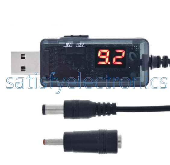 USB Boost Converter DC 5V to 9V 12V USB Step-up Converter Cable + 3.5x1.35mm