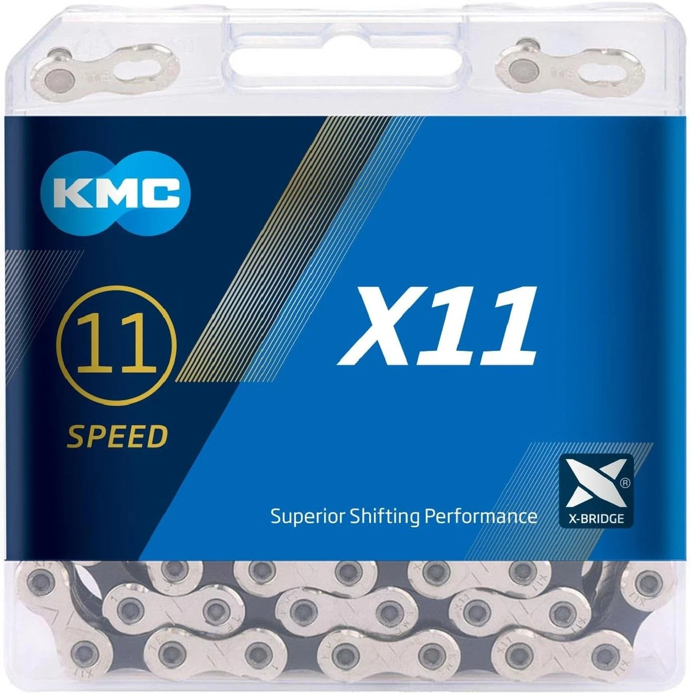 KMC X11 11-Speed Bicycle Chain 118 Links Gray, Stretch-Proof, Fits Shimano SRAM