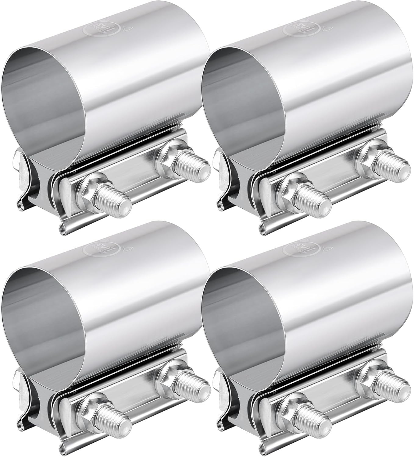 4 Pack 2.5 Inch Stainless Steel Butt Joint Exhaust Clamp Sleeve for Auto Parts