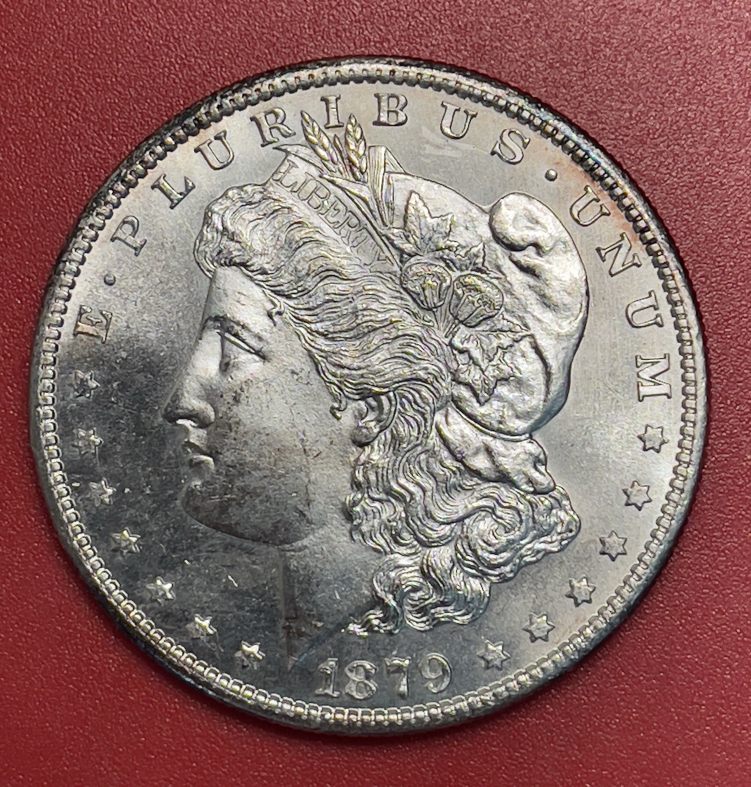 1879 S Morgan Silver Dollar, Choice to Gem Uncirculated.