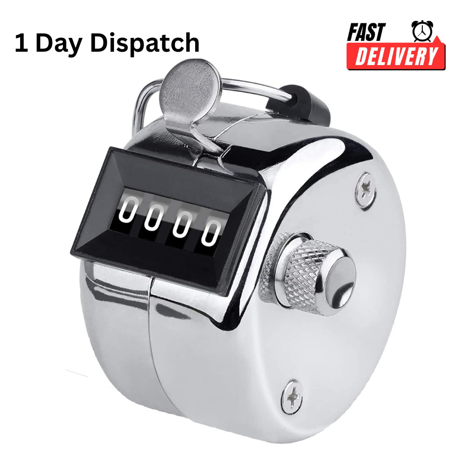 PHONEX 4 Digit Mechanical Hand Tally Counter Stainless