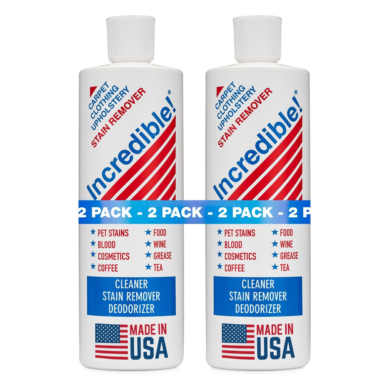 2 Pack Instant Stain Remover 16oz Blood Wine Coffee Pet Odor Eliminator Pro