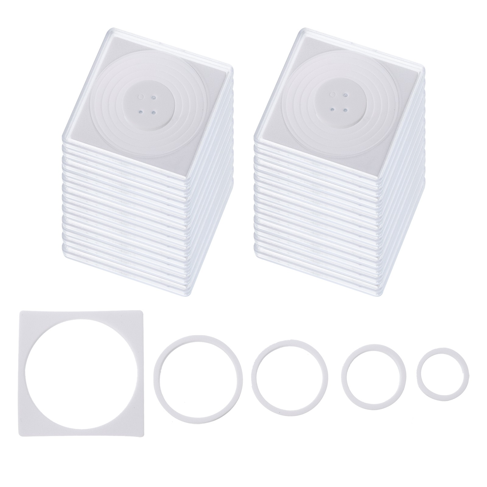 Coin Snap Holder, 24 Pack Coin Holders Square Fit 19/24/29/34/39mm, White
