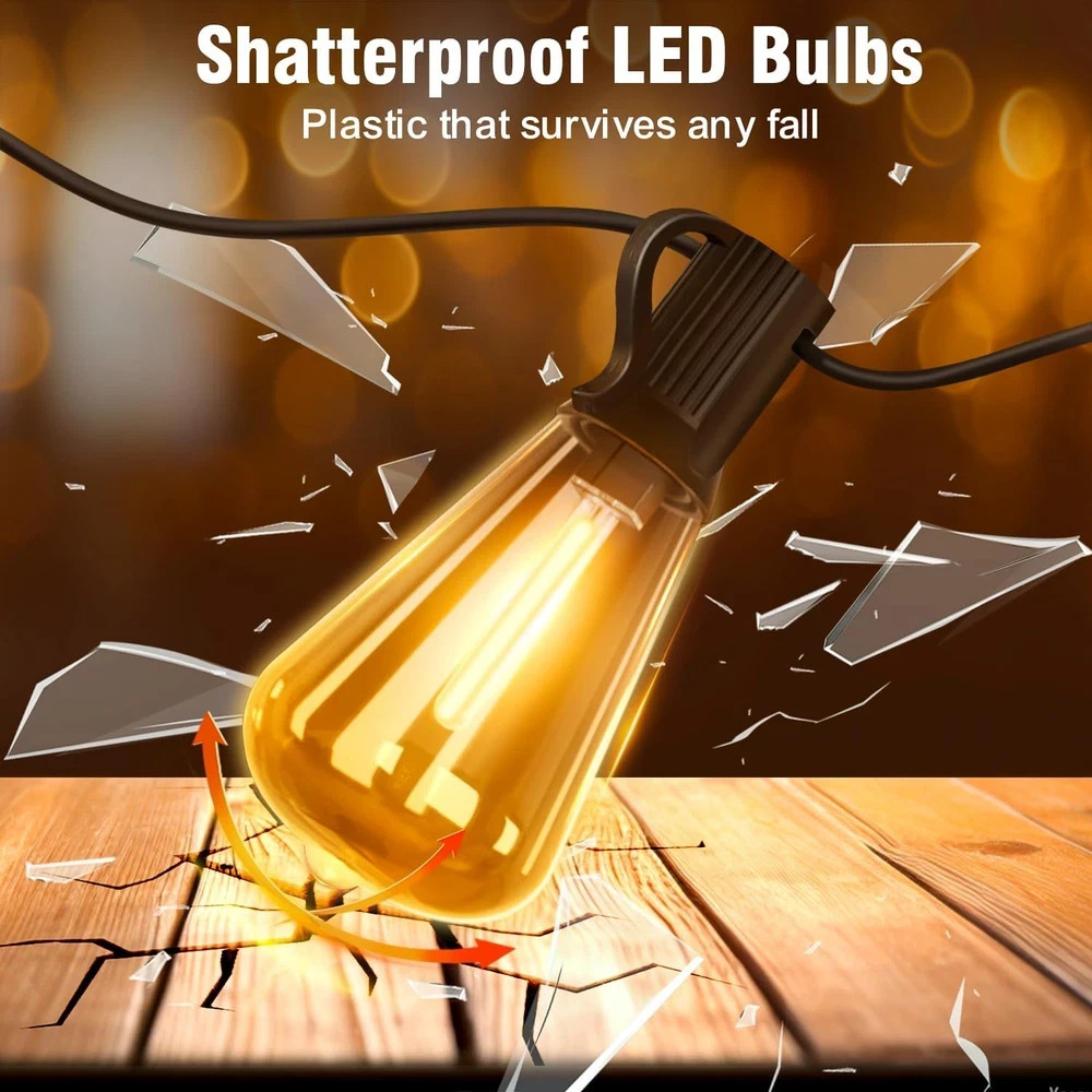 25FT String Lights Outdoor Waterproof LED Patio Lights with Remote