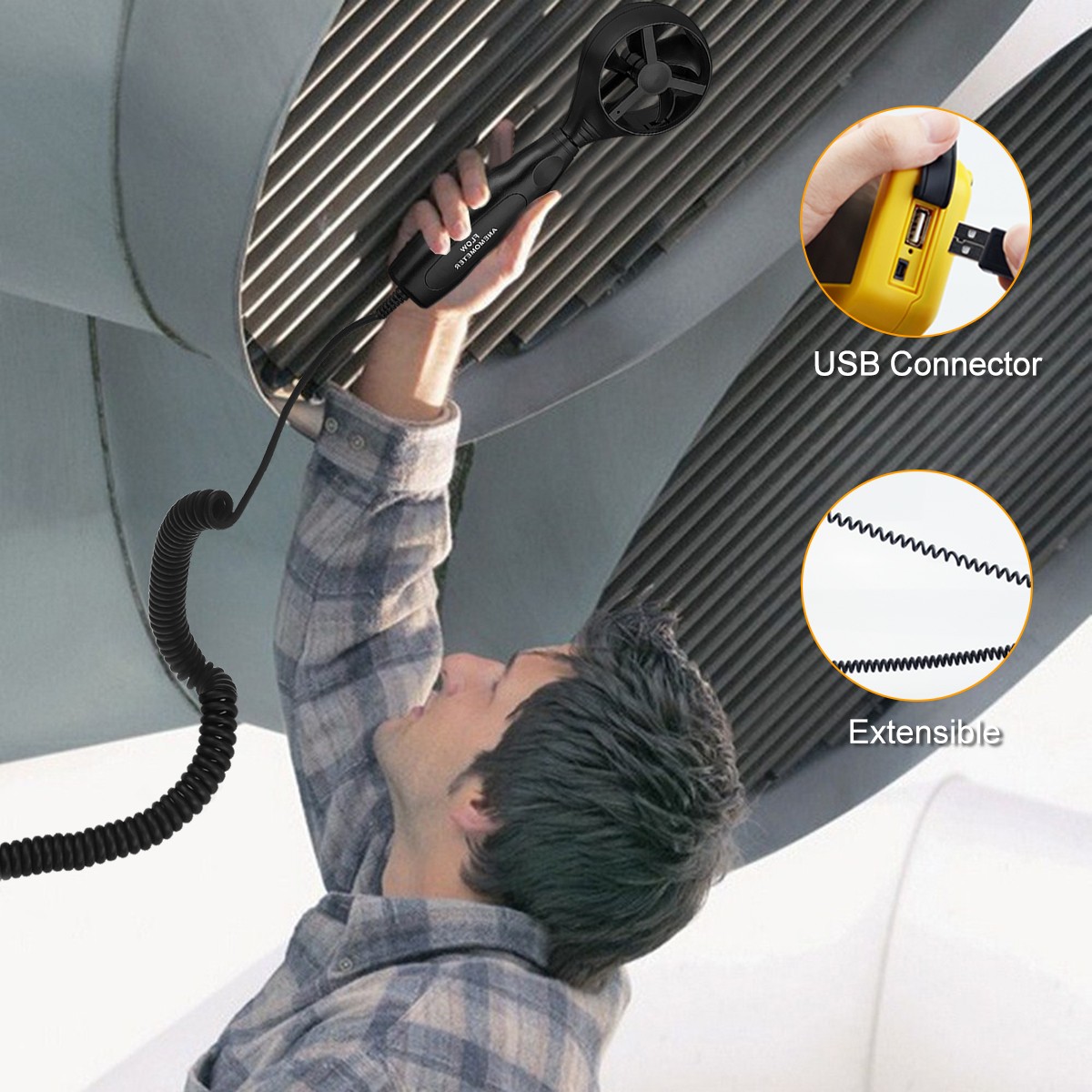 BTMETER 856A Anemometer Wind Speed Air Flow Temp Backlight Data Logger USB HVAC
