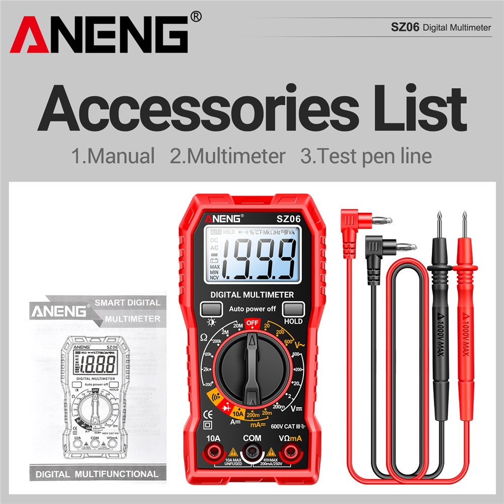 Digital Multimeter Voltmeter SZ06 AC DC Ammeter Ohmmeter Volt Meter Tester Ohm