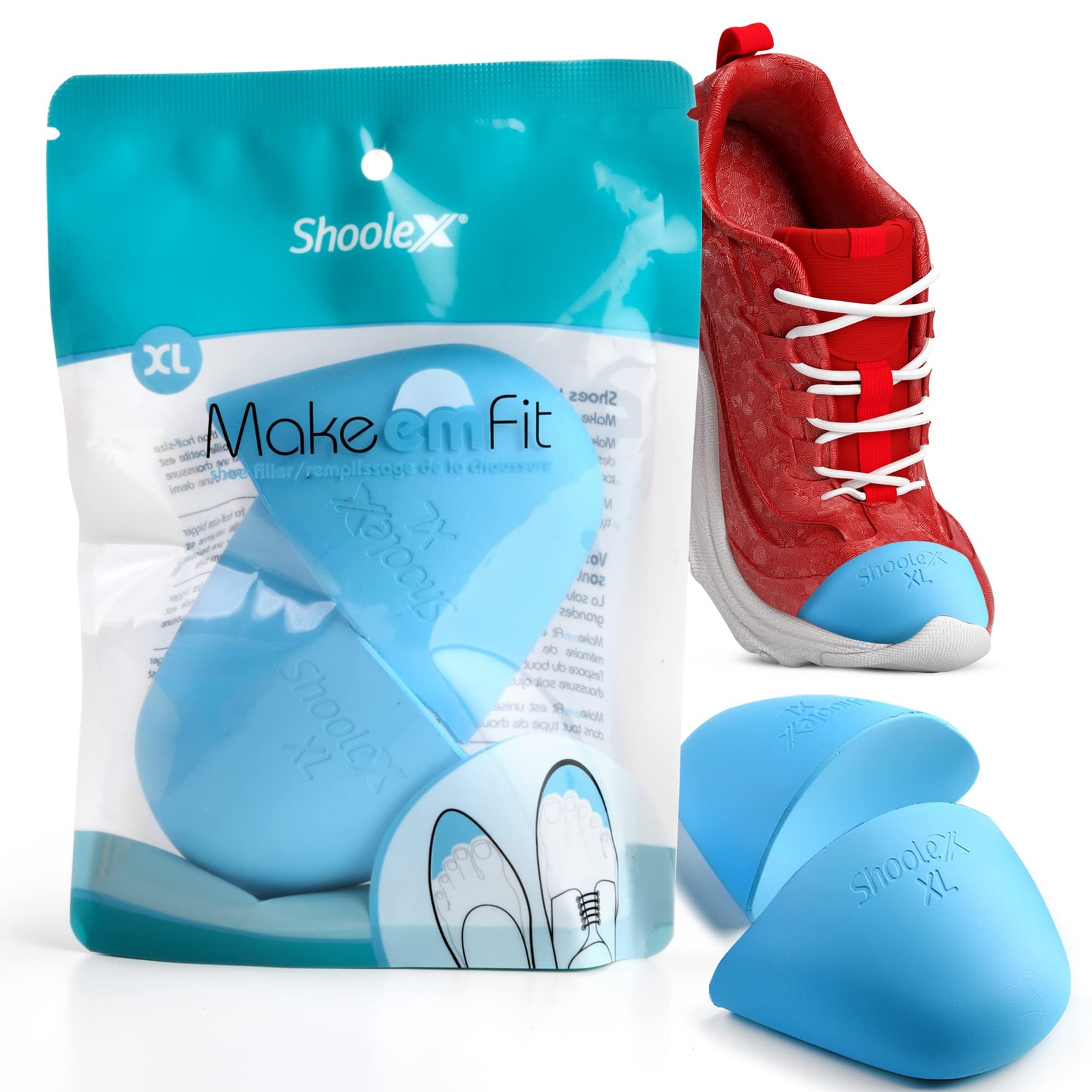Shoolex Shoe Filler for Too Big Shoes (X Large) 2 sizes bigger shoe., Blue