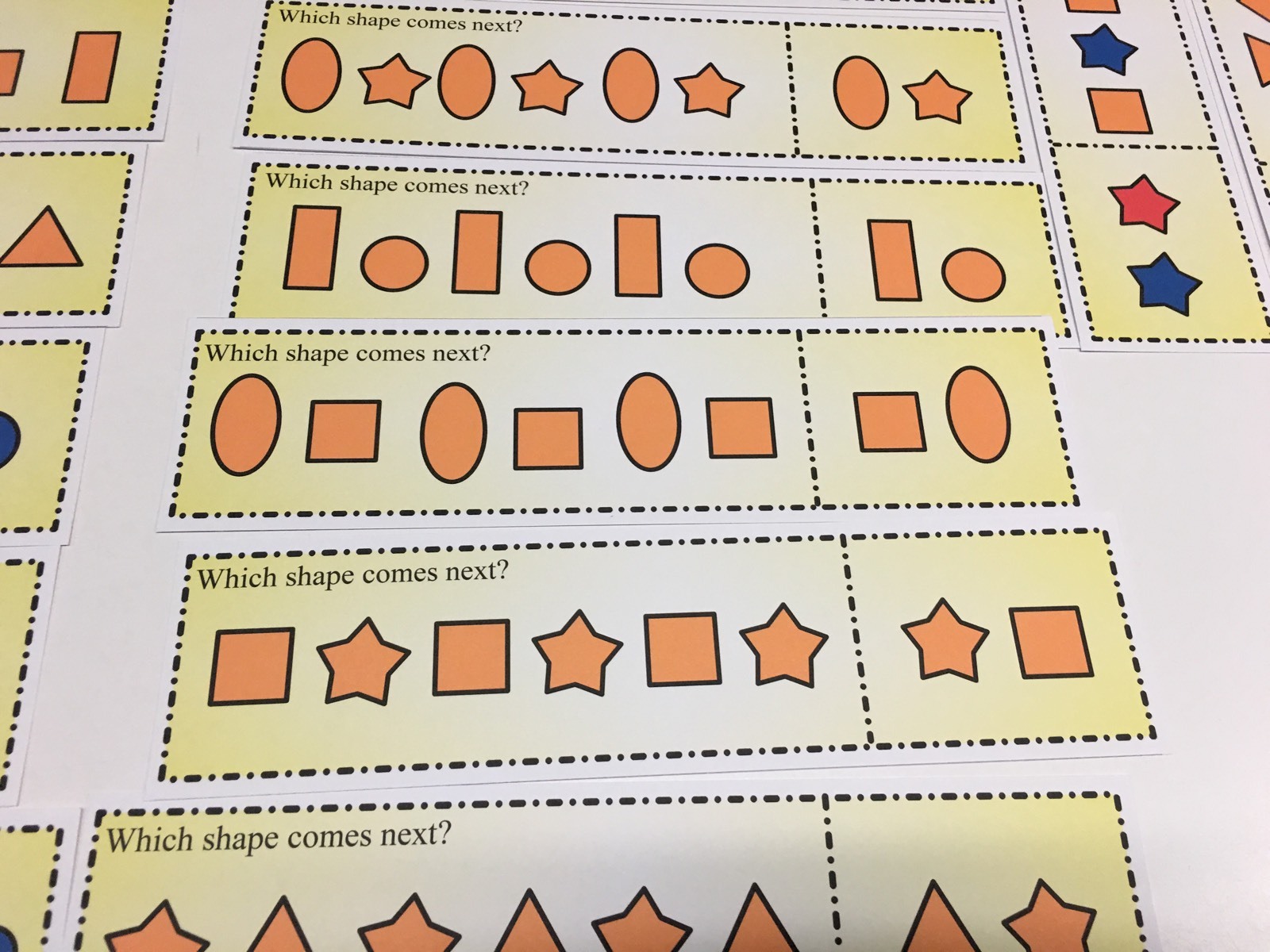 Patterns - Which Comes Next? - 18 Laminated Dry Erase Activity Cards