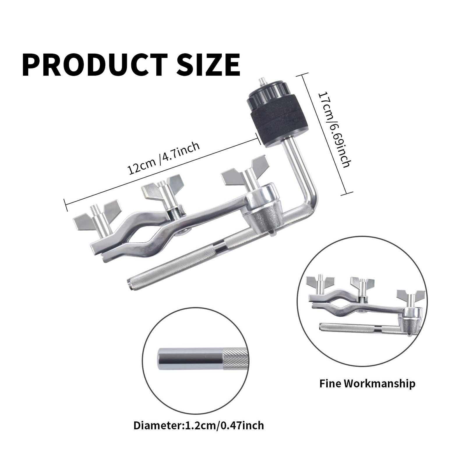 Cymbal Boom Arm Holder With Clamp L-Arm Rod Bracket Mount Short 18CM Part