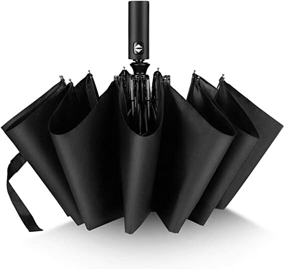 Golf Sun Umbrella Outdoor  Rainproof Automatic Folding 12Ribs Black Large Teflon