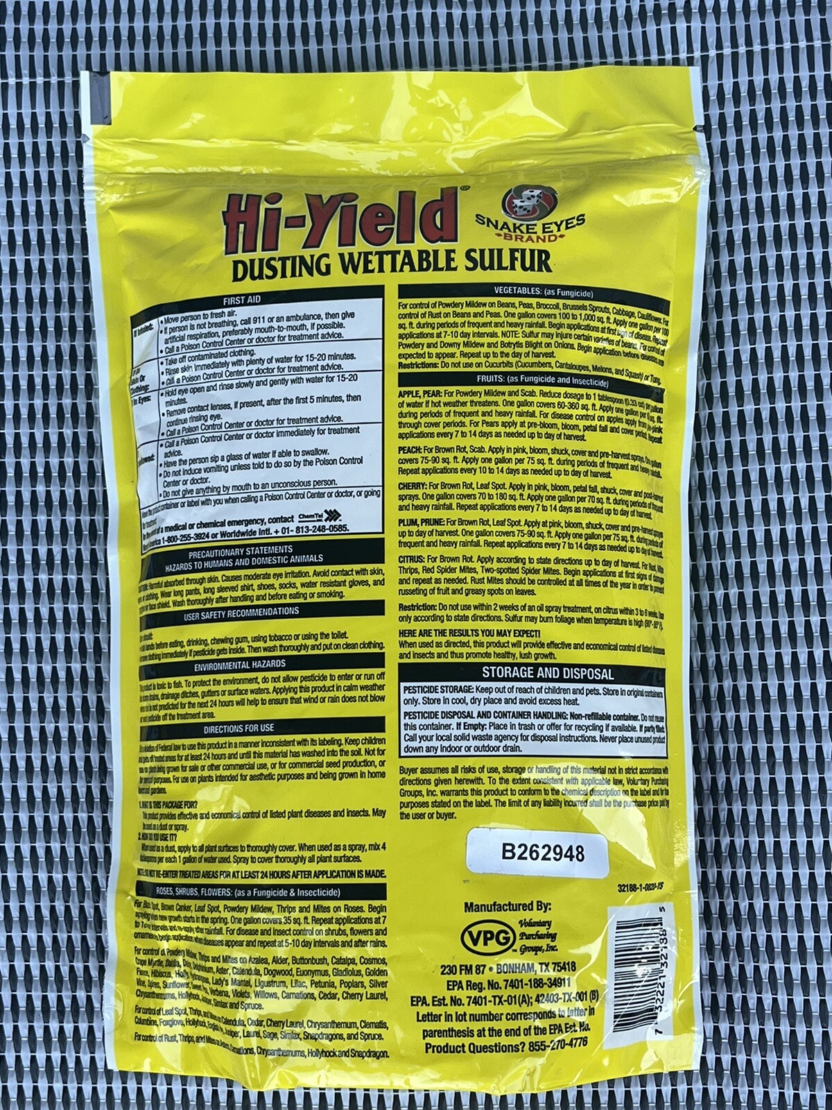 4lbs Hi-Yield Dusting Wettable Sulfur Control Thrip Mite Mildew Black Spot NEW