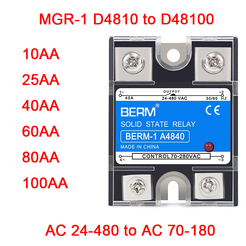 MGR-1 D4810 to D48100 Single Phase Solid State Relay AC 24-480 to AC 70-180