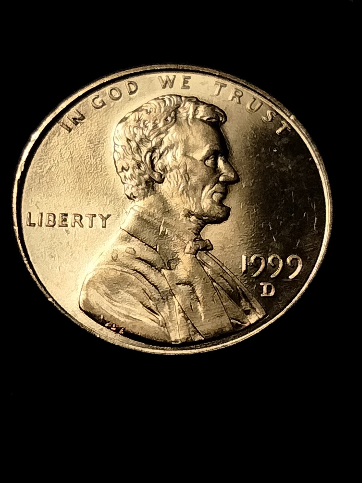 1999 D Lincoln Memorial Cent Struck Thru Grease