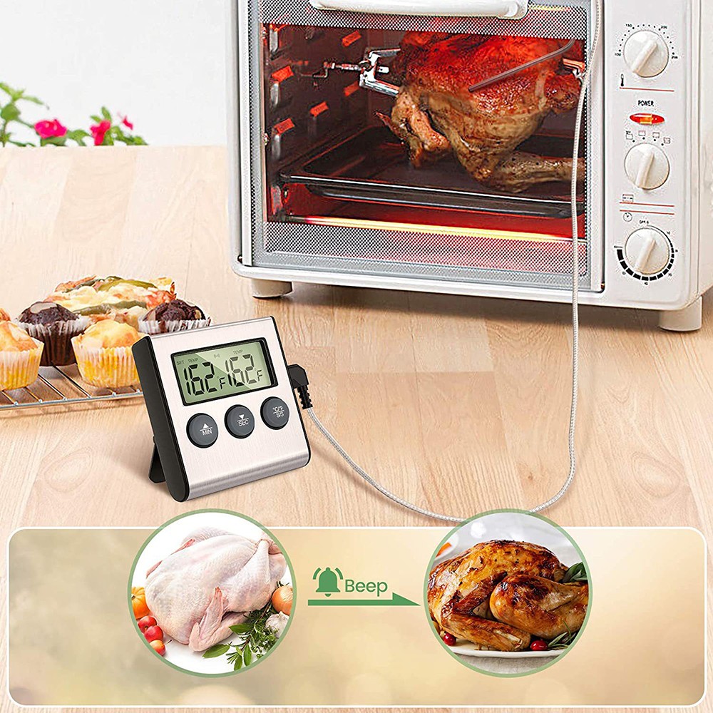 Remote Kitchen Cooking Digital Thermometer Probe Meat Food Temperature w/Timer