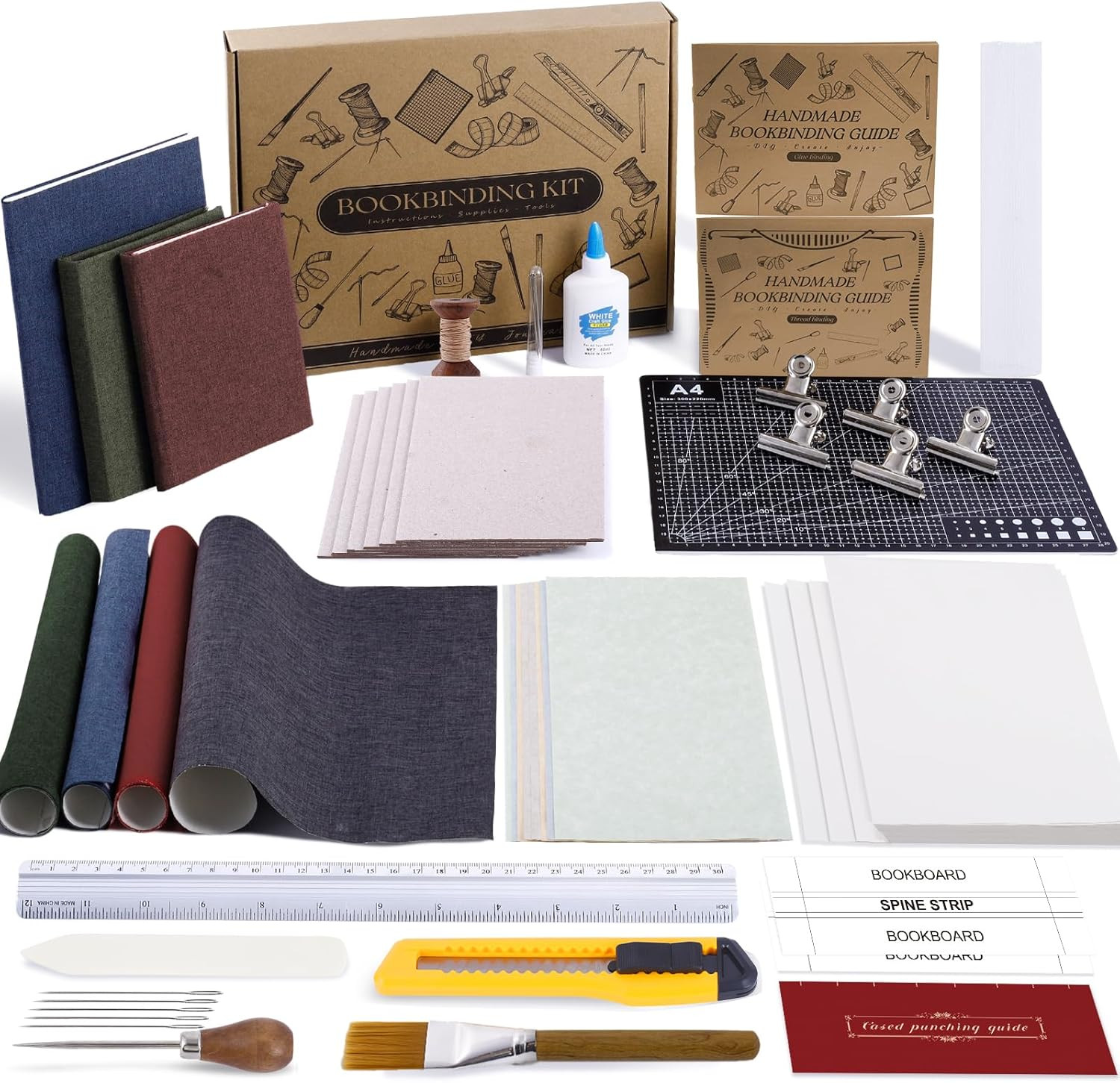 145Pcs Book Binding Kits for Beginners,Complete Bookbinding Kit Tools Materials