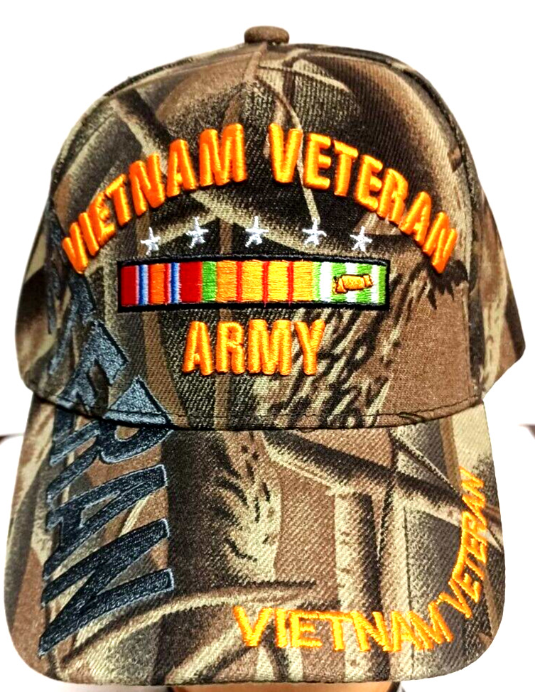 ONE NEW U.S. ARMY VIETNAM VETERAN HAT MILITARY HAT CAP CAMOUFLAGE WITH SHADOW