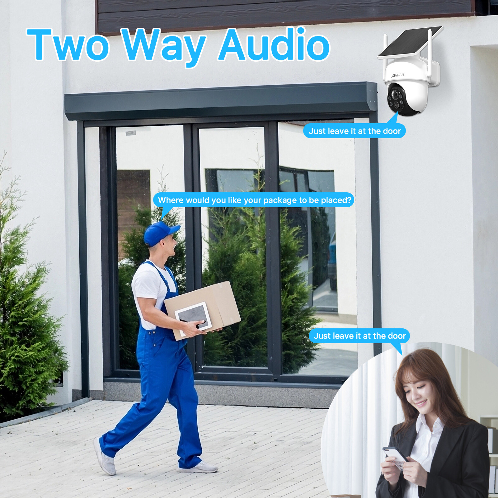 Wireless Solar Powered Security Camera System Outdoor 2K PTZ Camera Base Station