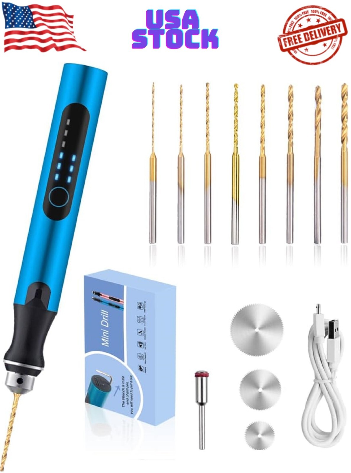 3-Speed Cordless Mini Drill Pen With 8 Small Drill Bits,Rechargeable Electric