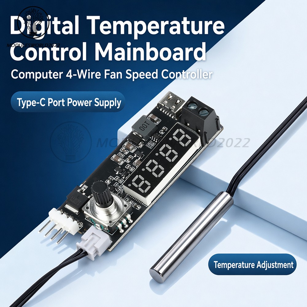 5V 12V 5A 4-Wire PWM Fan Speed Control Module Smart Temperature Control +Display