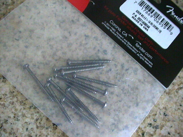 FENDER BASS PICKUP MOUNTING SCREWS (12) CHROME 4 X 1-1/4" PN 002-1408-049 NEW!
