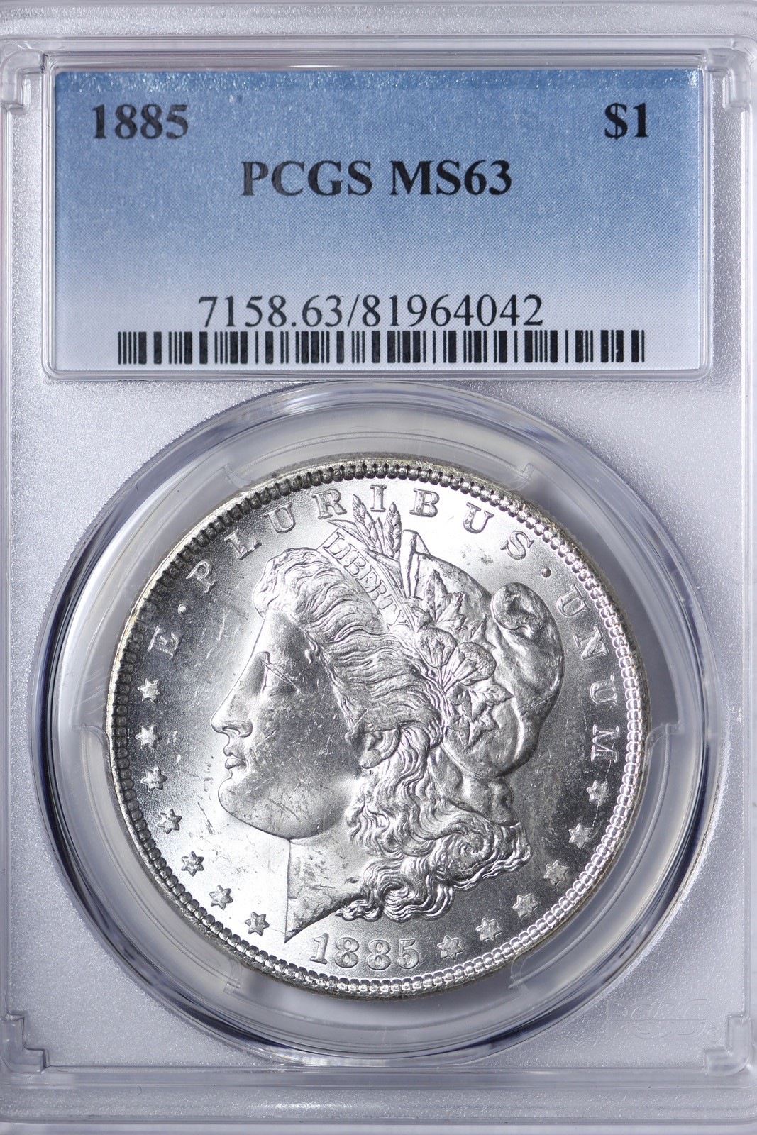 BU 1885 Morgan Silver Dollar PCGS MS63 WDUBN