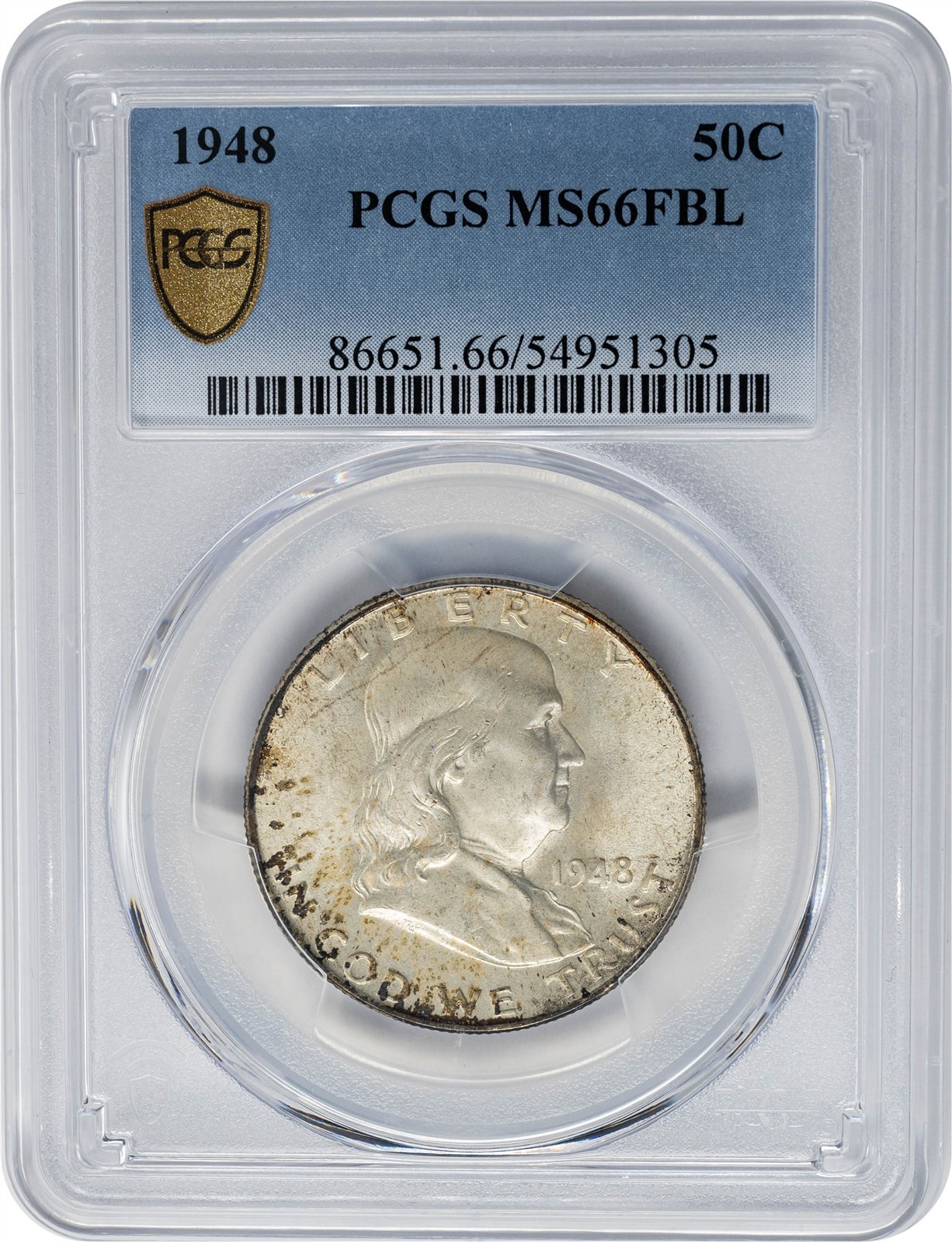 1948 Franklin Half 50c MS66 FBL Secure PCGS 951251-3