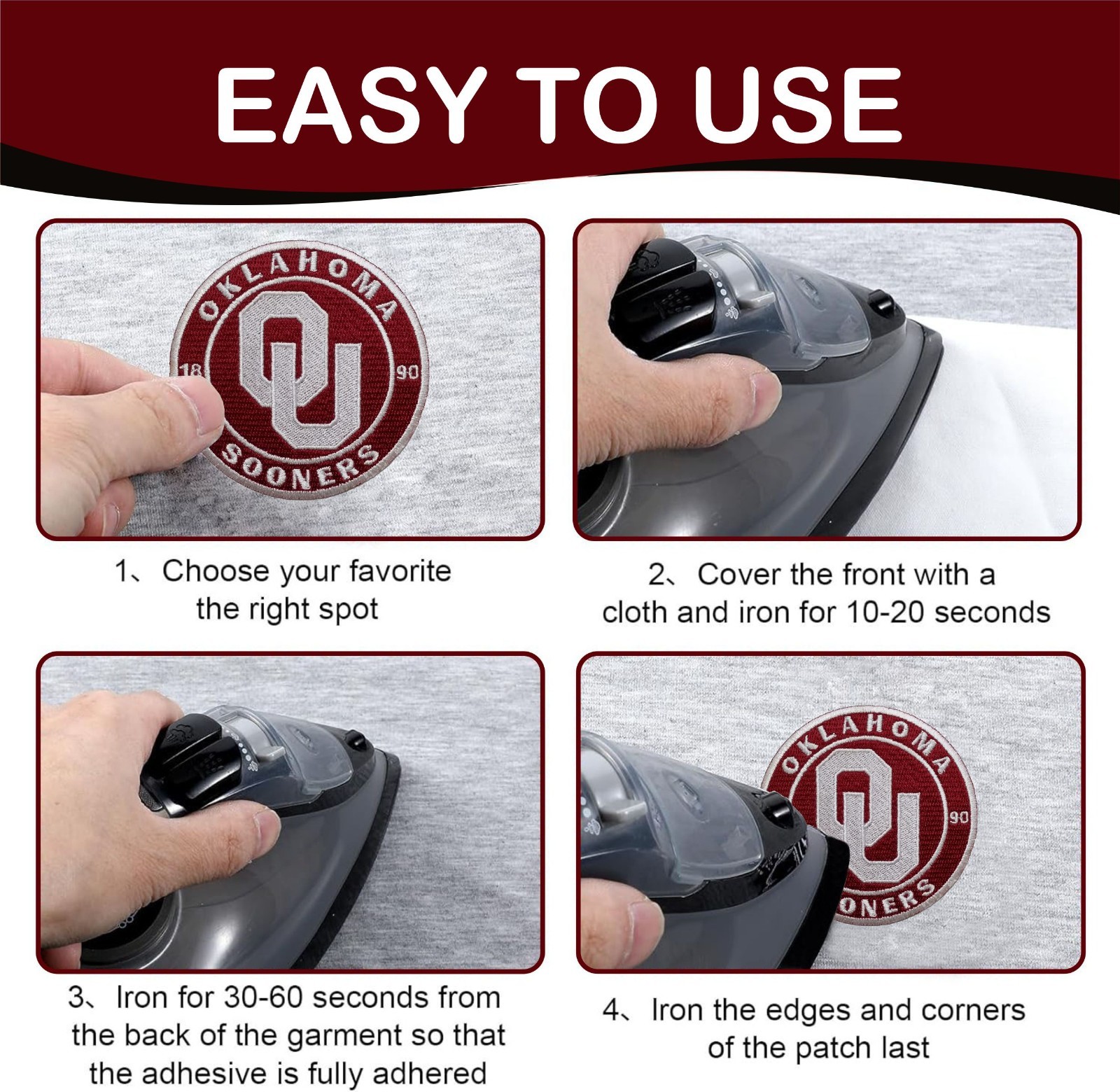 Oklahoma Sooners NCAA Team Logo Iron On Patch - Sew Patch - Embroidered Patch