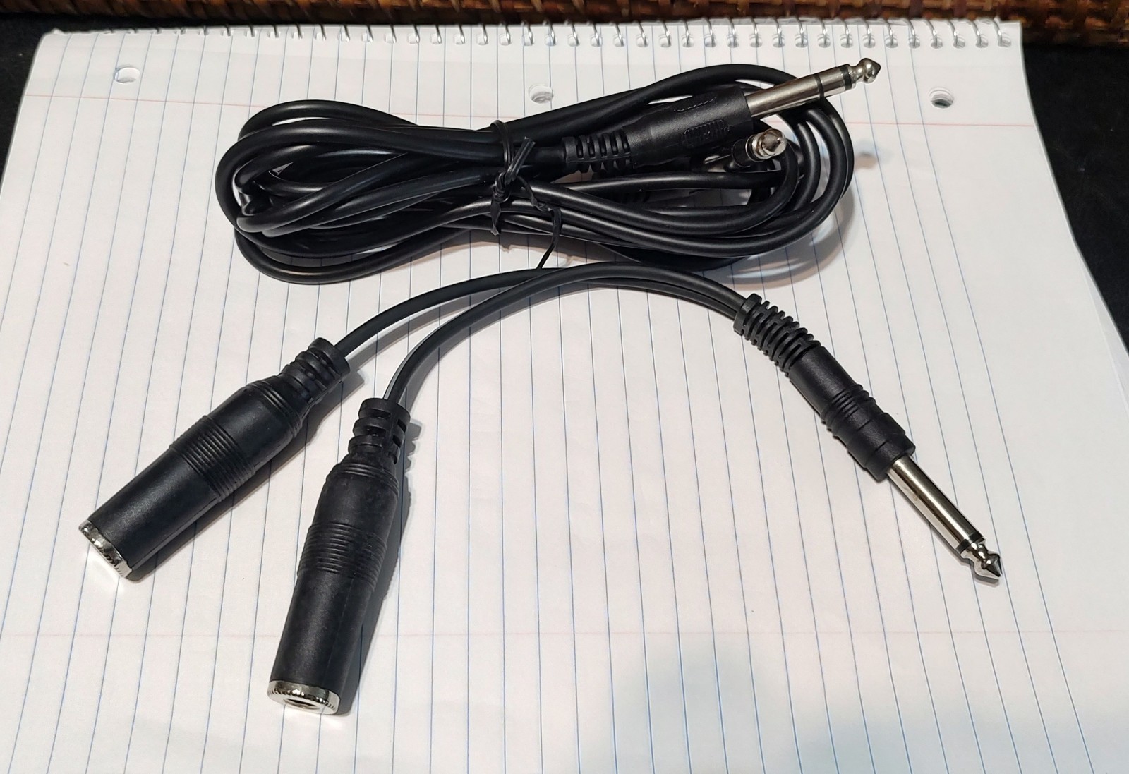 1/4" MONO TS FEMALE TO DUAL MALE MONO TS SPLITTER/10' 1/4 INSTRUMENT CABLE.