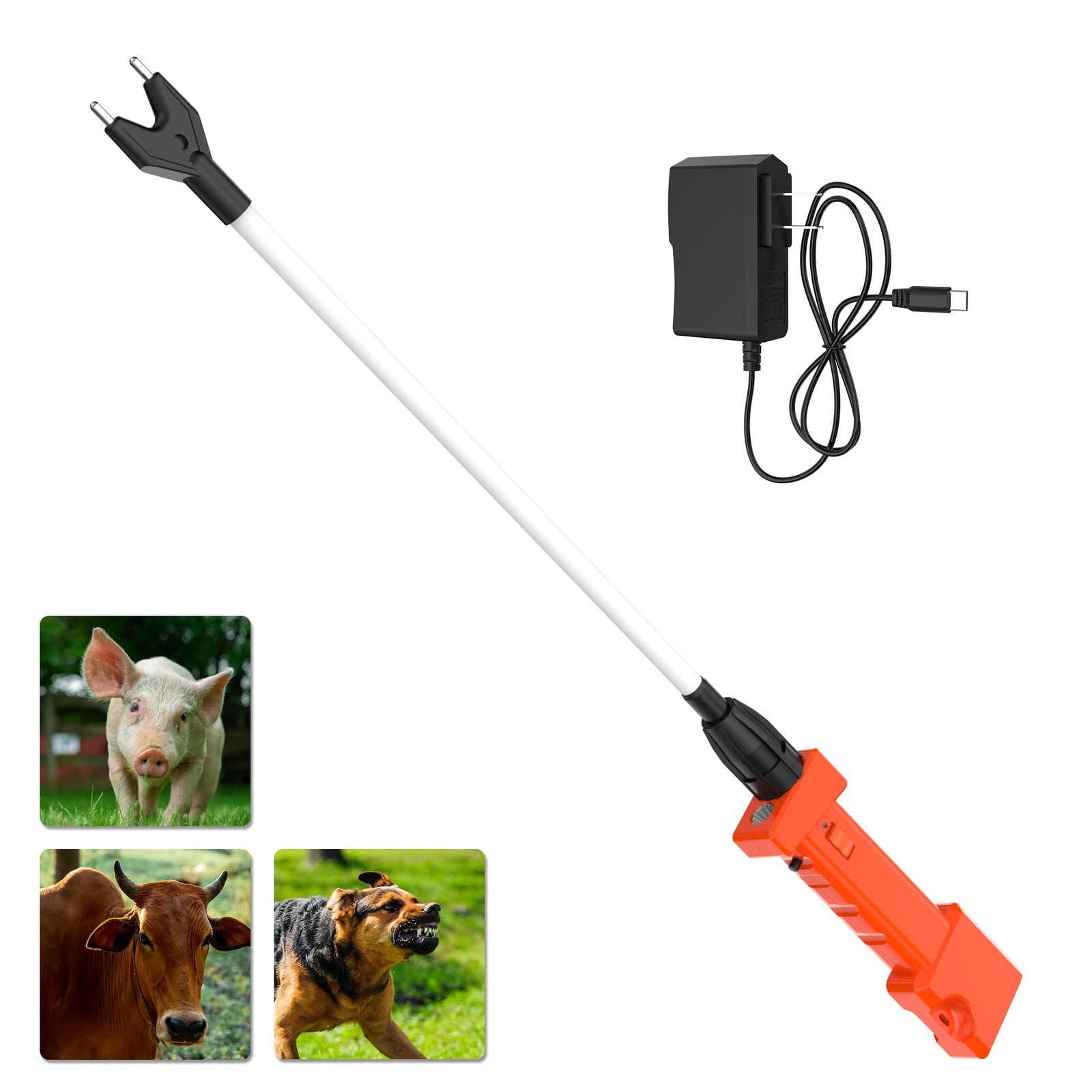 Cattle Prod Rechargeable with Led Light 34 inch, Waterproof Cattle Prod for D...