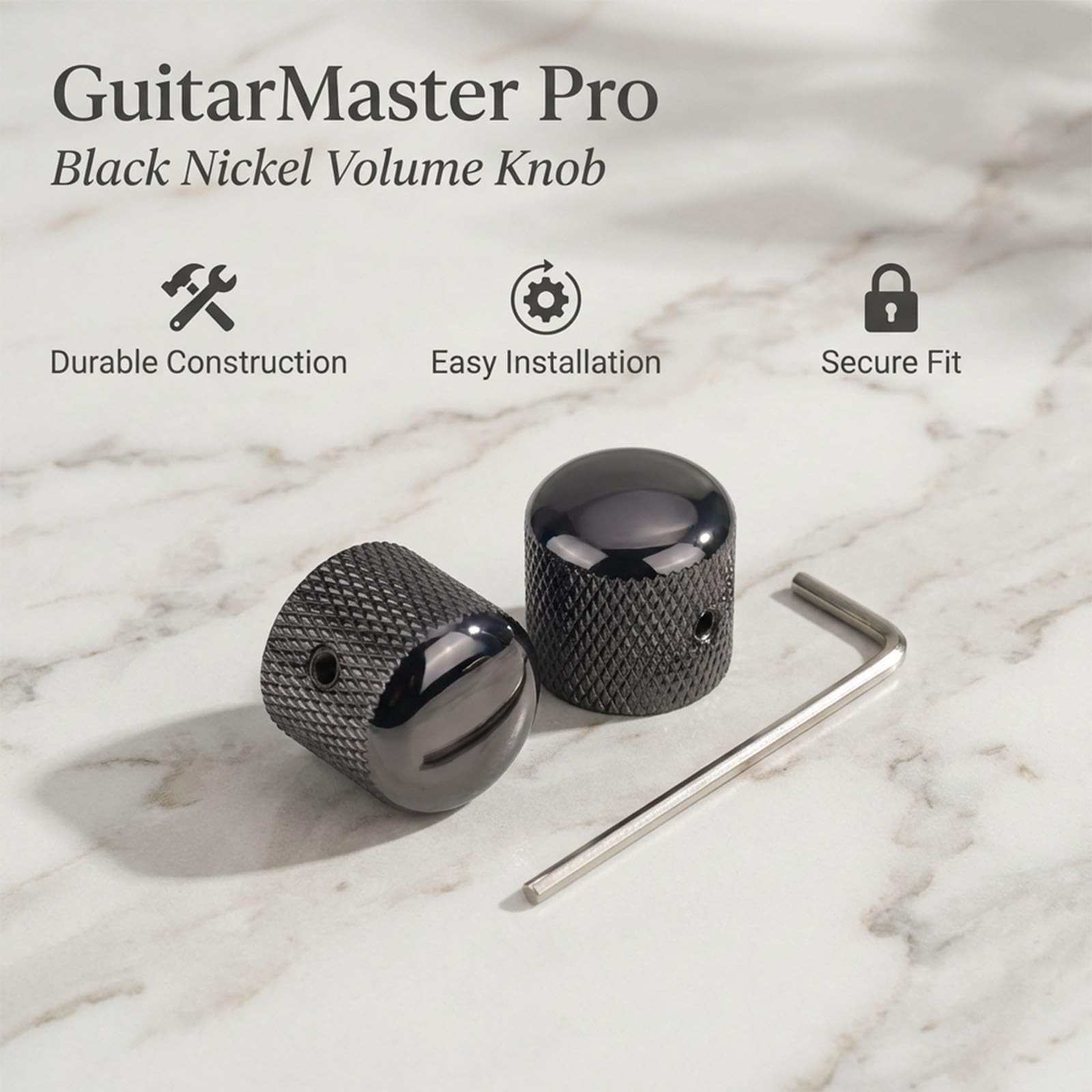4Pcs Black Nickel Guitar Knobs for Telecaster Les Paul Bass with Screws