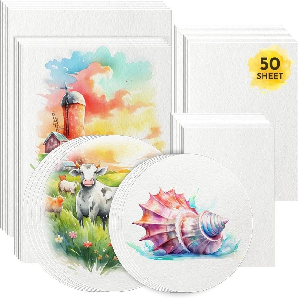 50 Sheets Watercolor Paper Bulk 6 Sizes 9 X 128 X 108 X 8 Etc.300 Gsm Wh