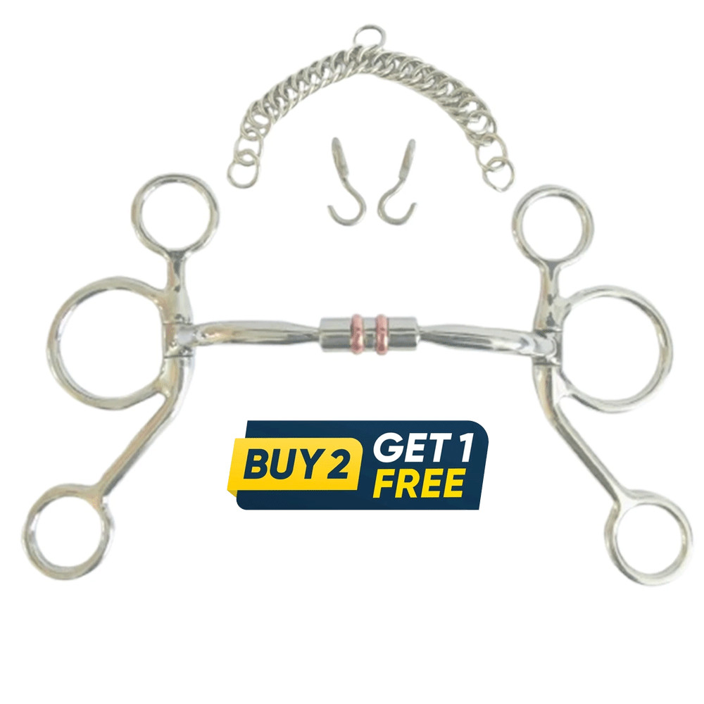 Western Pelham Shank Bit Copper Roller Mouth Stainless Steel Horse Snaffle Bit